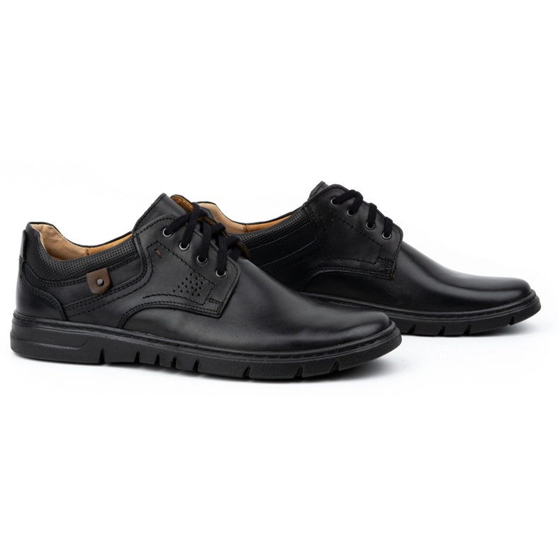 Kampol Chaussures en cuir masculin, brouillard décontracté 57kam noir 2
