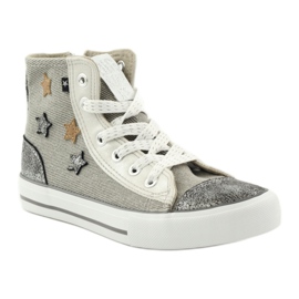 Baskets pour enfants attachées en étoiles grises 374068 Big Star 1