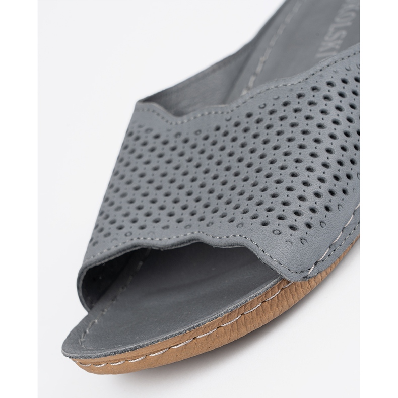 T.Sokolski Les tongs gris en cuir 1