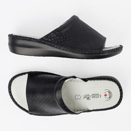 J. Star Pantoufles avec une semelle en cuir noire le noir 3