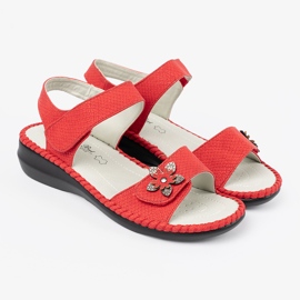 J. Star Sandales rouges avec un insert en cuir 3