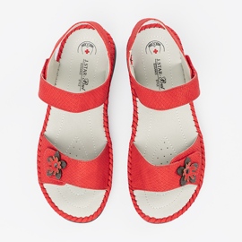 J. Star Sandales rouges avec un insert en cuir 1