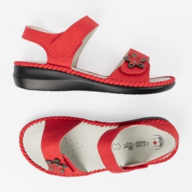 J. Star Sandales rouges avec un insert en cuir 4