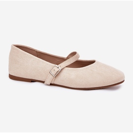 Ballerines plates avec une ceinture beige en daim eco 4