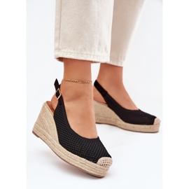 Sandales féminines pour coin avec une tresse noire le noir 2