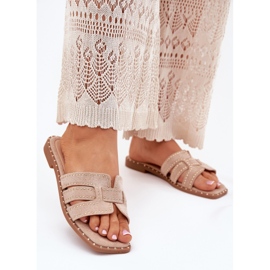 Les tongs à thèmes plats décorés kaki beige 2 Les tongs à thèmes plats décorés kaki beige 2