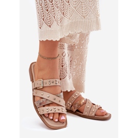 Les tongs pour femmes à thèmes pour femmes décorés avec des rayures et une pince beige 1 Les tongs pour femmes à thèmes pour femmes décorés avec des rayures et une pince beige 1