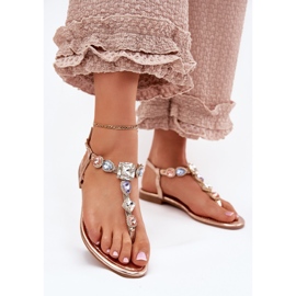 Sandales féminines à thèmes avec des cristaux rose or d'or 2 Sandales féminines à thèmes avec des cristaux rose or d'or 2