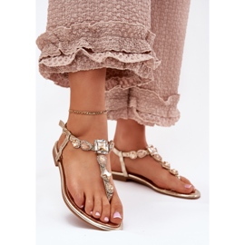 Sandales féminines à thèmes avec des cristaux dorés 2