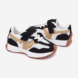 Baskets pour enfants avec velcro blanc et blanc noir 2