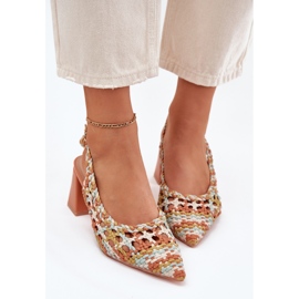 Sandales avec tresse sur le post multicolore jaune 5