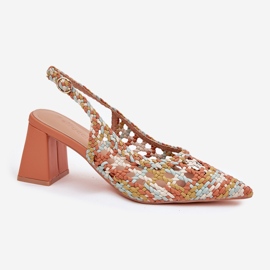 Sandales avec tresse sur le post multicolore jaune 4