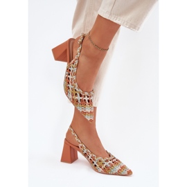 Sandales avec tresse sur le post multicolore jaune 3