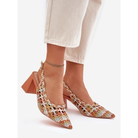 Sandales avec tresse sur le post multicolore jaune 1