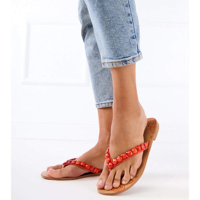 Orange Flip -flops Flip -flops décorés de cailloux 2