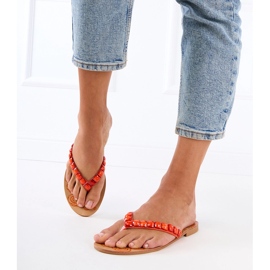 Orange Flip -flops Flip -flops décorés de cailloux 3