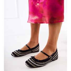Ballerines de matériau noir avec boucle et arc le noir 3