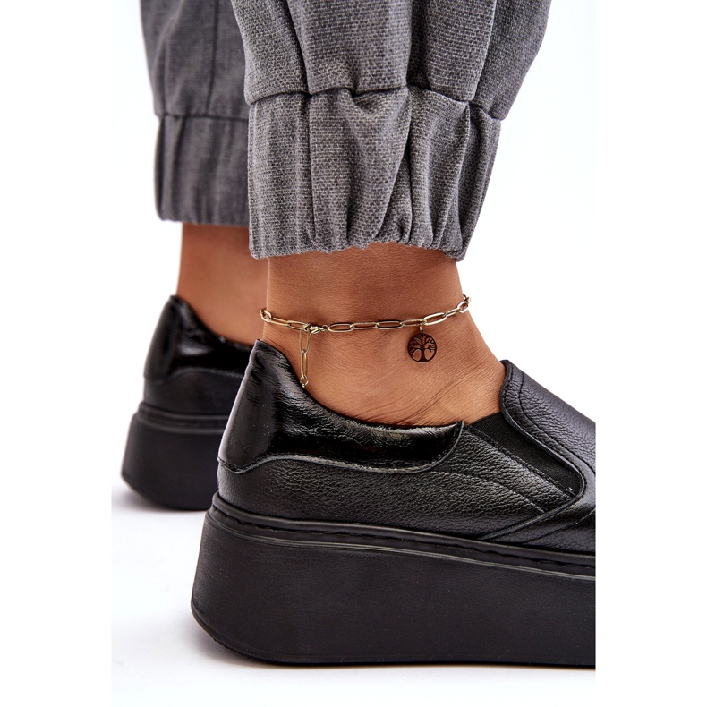 Chaussures de sport en cuir féminin sur la plateforme Black Lemar noir 3