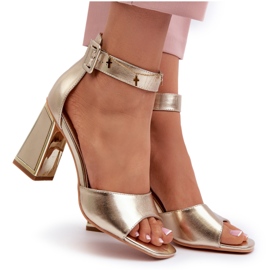 Evento Sandales à talons hauts dorées pour femmes élégantes 4