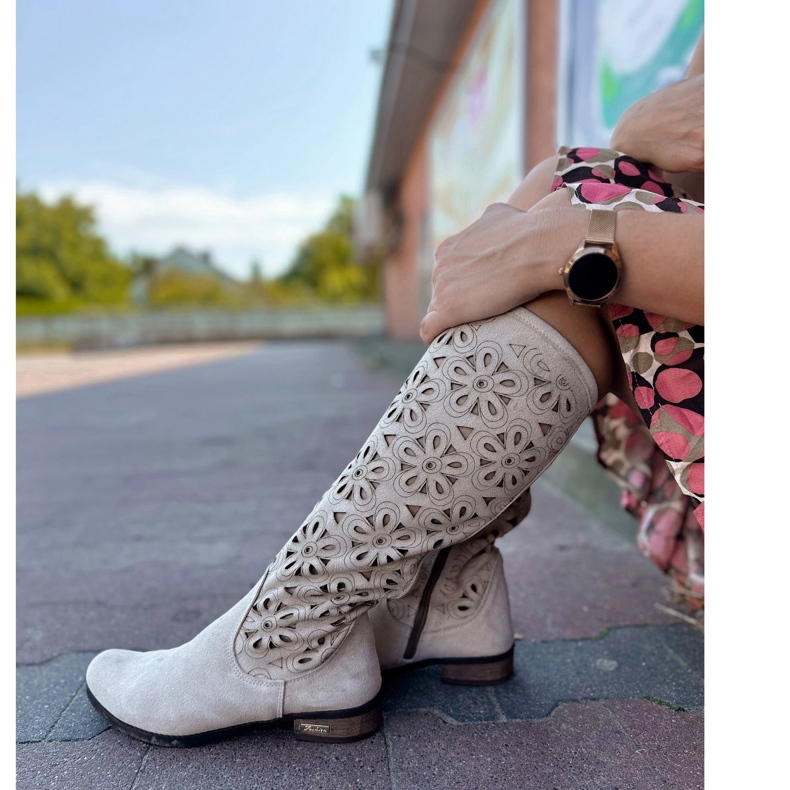 Olivier Bottes en cuir ouverte beige légère des femmes 2 Olivier Bottes en cuir ouverte beige légère des femmes 2