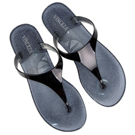 Vinceza Tongs en caoutchouc le noir 1