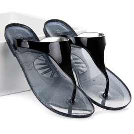 Vinceza Tongs en caoutchouc le noir 4