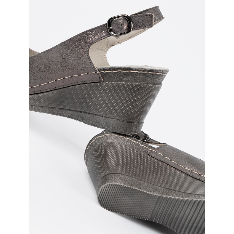 Goodin Sandales de coin gris pour femmes 2 Goodin Sandales de coin gris pour femmes 2