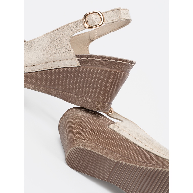 Goodin Sandales féminines d'or en coin doré 1