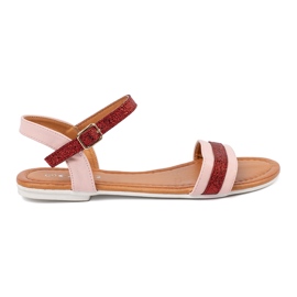 Sandales pour femmes avec une bande de brocart rouge 1