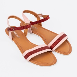 Sandales pour femmes avec une bande de brocart rouge 2