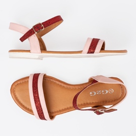 Sandales pour femmes avec une bande de brocart rouge 4