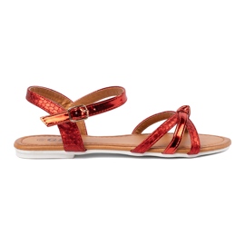 Sandales rouges avec un motif animal 2