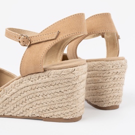 Shelvt Sandales beige espadrilles en coin 2