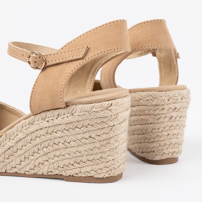 Shelvt Sandales beige espadrilles en coin 2