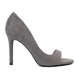 Goodin Sandales en daim gris sur un talon haut 2