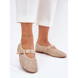 Ballerines avec des rayures tresses et beiges 2