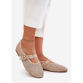Ballerines avec des rayures tresses et beiges 1