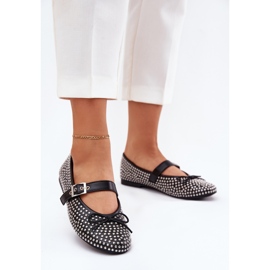 Ballerines décorées avec un arc et une ceinture noire le noir 2