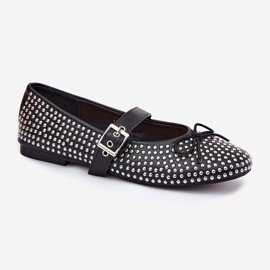 Ballerines décorées avec un arc et une ceinture noire le noir 4
