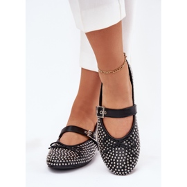 Ballerines décorées avec un arc et une ceinture noire le noir 3