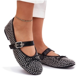 Ballerines décorées avec un arc et une ceinture noire le noir 8