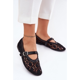 Ballerines de travail ouvertes avec ceinture noire le noir 2