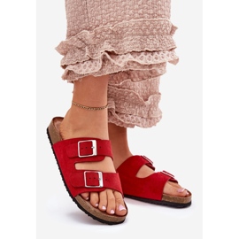 Les tongs pour femmes sur la plate-forme de liège boucles rouges 1