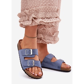 Les tongs pour femmes sur la plate-forme de liège Blue Budles bleu 1