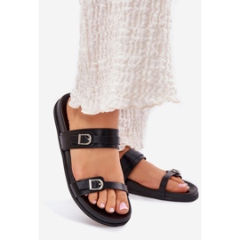 Tongs avec boucles pour femmes, noir le noir 1