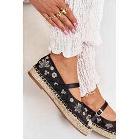 Mesh Espadrilles avec broderie sur la plate-forme noire le noir 7