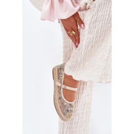 Mesh Espadrilles avec broderie sur la plate-forme beige 3