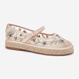 Mesh Espadrilles avec broderie sur la plate-forme beige 4
