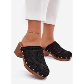 Crochet Women's High Talons Black Flip -flops noir 1