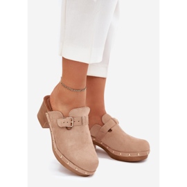 Slippers Talons pour femmes avec une boucle beige 1
